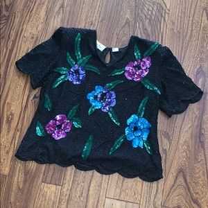 Vintage Silk Beaded Blouse